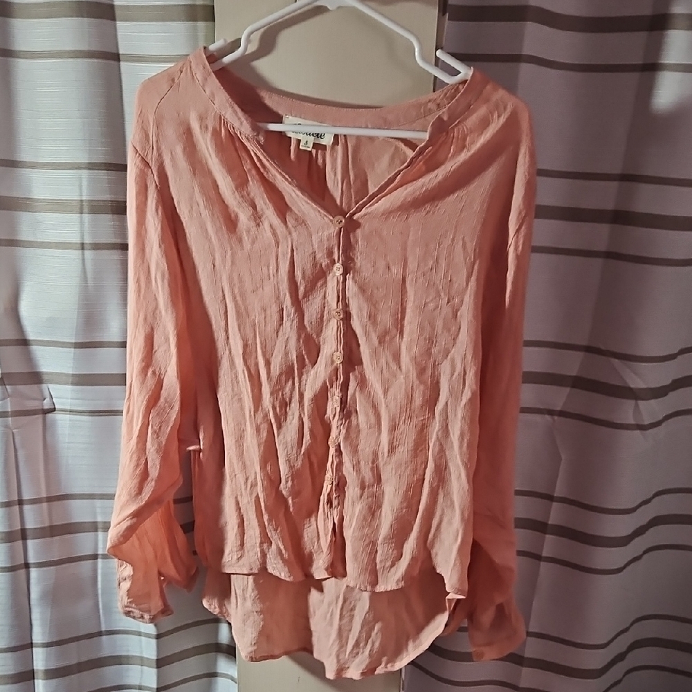 Listicle Coral Button-Down Blouse